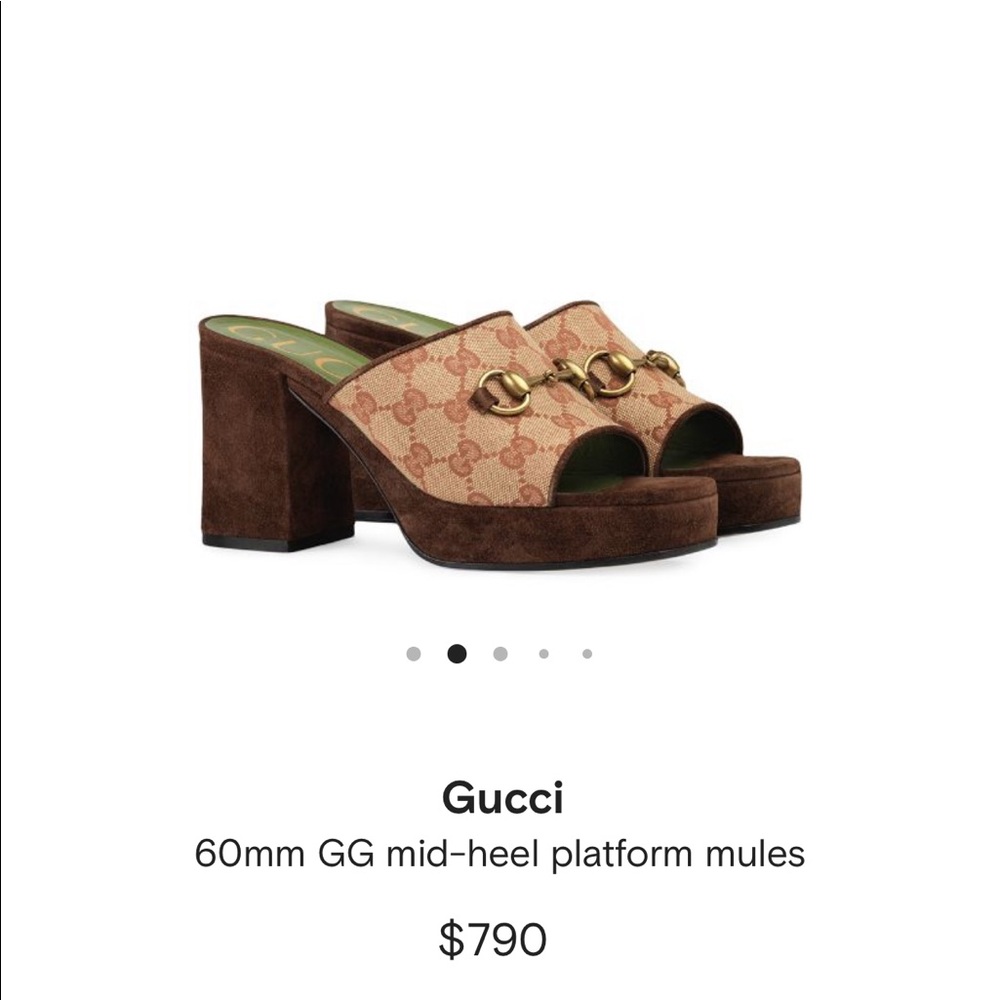 Authentic Gucci Brown GG Mid-heel Suede Mules Platforms - Picture 7 of 10